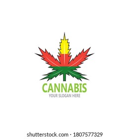 Cannabis leaf logo design vector template illustration