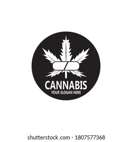 Cannabis leaf logo design vector template illustration