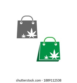 Ilustración vectorial del diseño del logotipo de la hoja de cannabis