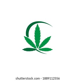 Cannabis leaf logo design vector template illustration