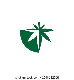 Cannabis leaf logo design vector template illustration