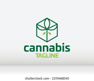 Ilustración vectorial del diseño del logotipo de la hoja de cannabis