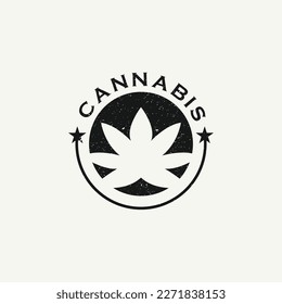 Cannabis leaf logo design. Vector Hemp vintage modern logo icon sign. 