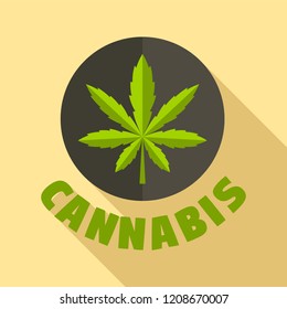 Cannabis leaf logo. Flat illustration of cannabis leaf vector logo for web design