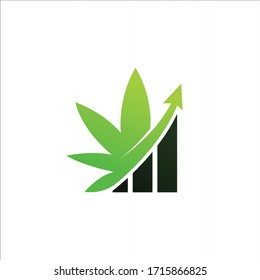 cannabis leaf logo formed financial arrow vector design
