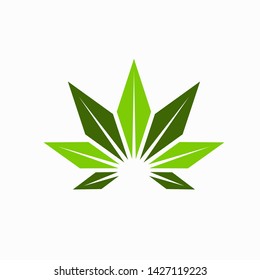 Cannabis leaf logo geometric concept