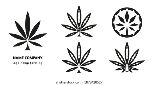 Cannabis leaf logo or icon set. Vector isolated on a white background.