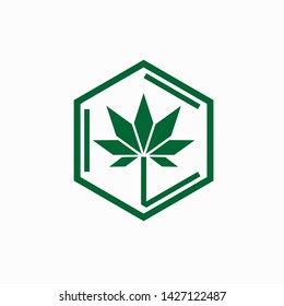 Cannabis leaf logo and molecular concept