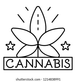 Cannabis leaf logo. Outline cannabis leaf vector logo for web design isolated on white background
