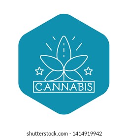 Cannabis leaf logo. Outline cannabis leaf vector logo for web design isolated on white background