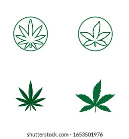 Logo de la hoja de cannabis y vector de símbolo