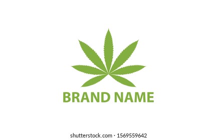 cannabis leaf logo template with green color and flat design style