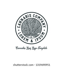 Cannabis Leaf Logo Template, for Label or Banner, Vector Illustration hand drawn hemp leaf