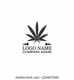 vector del logotipo de hoja de cannabis en fondo blanco y negro (archivo eps)