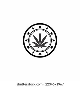cannabis leaf logo vector in black and white background(eps file)