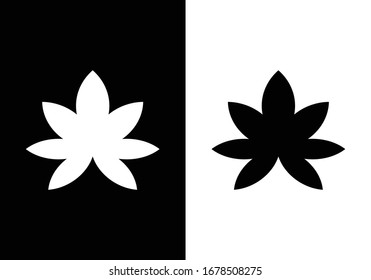 icono vectorial del logotipo de la hoja de cannabis en fondo blanco y negro