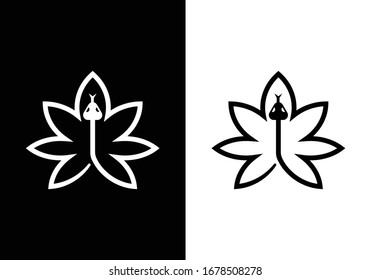 cannabis leaf logo vector icon on black and white background