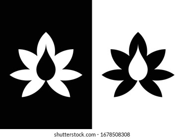 icono vectorial del logotipo de la hoja de cannabis en fondo blanco y negro