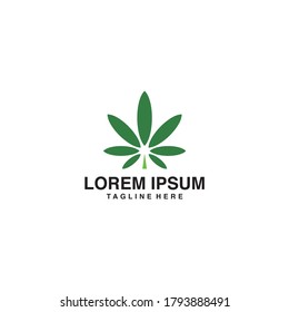 Ilustración del icono del vector del logotipo de la hoja de cannabis
