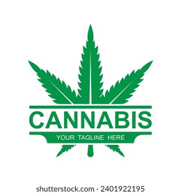 Diseño de ilustración vectorial del logotipo de hoja de cannabis. logotipo adecuado para marcas de cannabis y otros productos del CBD.