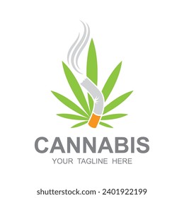 Diseño de ilustración vectorial del logotipo de hoja de cannabis. logotipo adecuado para marcas de cannabis y otros productos del CBD.