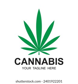 Cannabis leaf logo vector icon illustration design. logo suitable for cannabis brands and other CBD products.