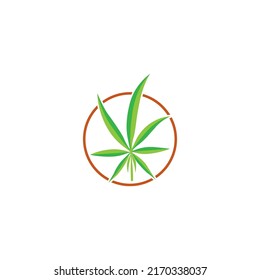 Cannabis leaf logo vector. Medicinal sign of marijuana, natural organic herbs. Hash, simple design isolated on a white background.