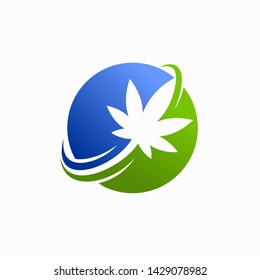 cannabis leaf logos and world ball concepts