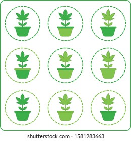 Cannabis leaf logotype in pot