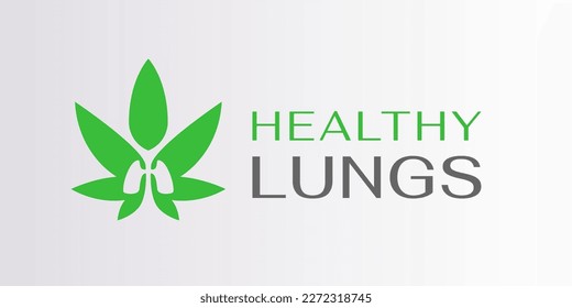 Plantilla de logotipo de hojas y pulmones de cannabis
