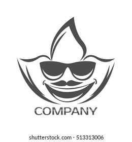 Cannabis leaf and man's face logo
