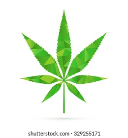 Cannabis leaf, Marijuana with green triangle fill