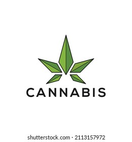 Cannabis Leaf Medical Logo Design Vector