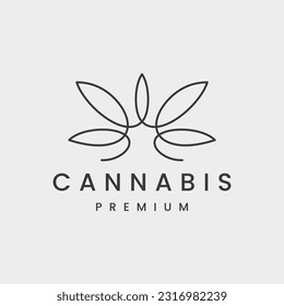 Cannabis Leaf Modern Logo Template design inspiration line style .