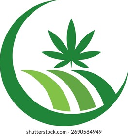Hoja de Cannabis en Campos Agrícolas Logo