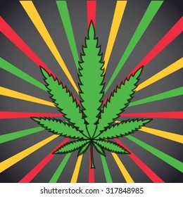 Cannabis leaf on grunge background. vector illustration