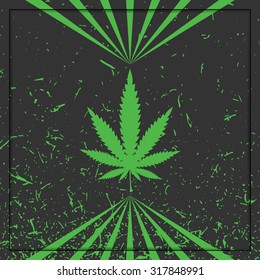 Cannabis leaf on grunge background. vector illustration