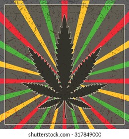 Cannabis leaf on grunge background. vector illustration