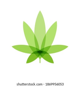Cannabis leaf on white background logo. Illegal drug natural plant to smoke. Marijuana herbal narcotic cannabis