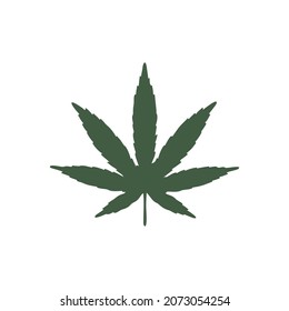 Cannabis leaf on a white background, vector graphics