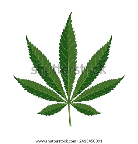 Cannabis leaf on a white background. Marijuana leaf. Illustration, vector