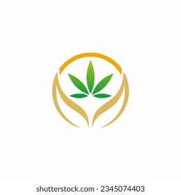 Cannabis leaf organic logo vector image
