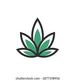 cannabis leaf with outline logo