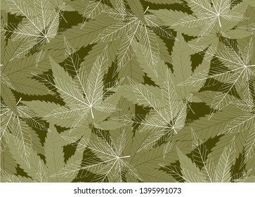 Cannabis leaf pattern seamless marijuana leaves on autumn season for wrapping, wallpaper, ceramic, craft, textile, fabric