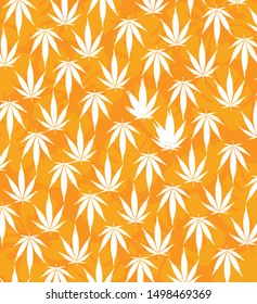 cannabis leaf pattern, yellow background