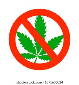 cannabis leaf prohibition sign, vector illustration
