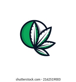 Cannabis leaf Q letter logo vector simple and modern. This logo is suitable for health, medical, or anything related to cannabis leaves.