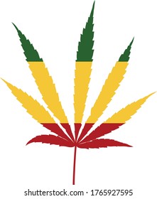 Cannabis leaf with rastamans flags