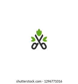 Cannabis Leaf and Scissor Modern Line Art Logo design inspiration - Vector