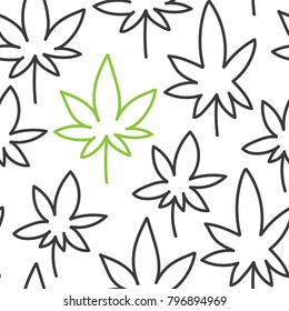 Cannabis leaf seamless pattern doodle drawing vector file